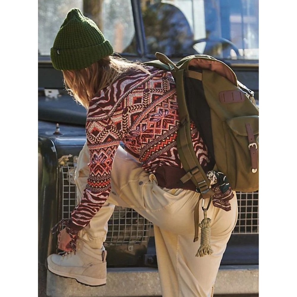 NWT Free People Movement Rally Printed Layer in Zebra Fairisle - Picture 2 of 9